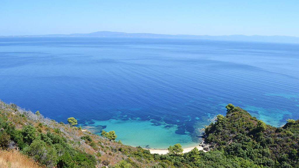 Blue sea in Greece, landscape from the top