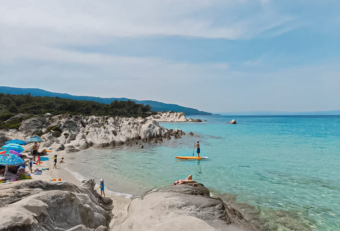 orange beach sithonia greece