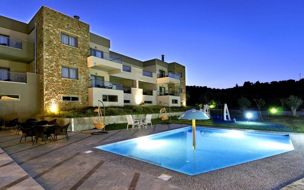 Krotiri Resort - night exterior - Sithonia Greece