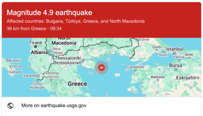 Earthquake of 4.9 Magnitude Strikes Mount Athos