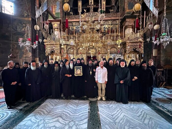 Mel Gibson Mount Athos Hilandar Monastery June 2025